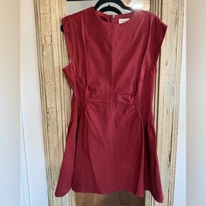 Crimson Sleeveless Dress with Slimming Side Detail